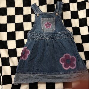 3T denim purple flower overall dress